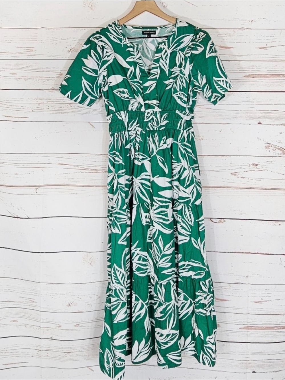 Green Leaf-Print Midi Dress - Women
